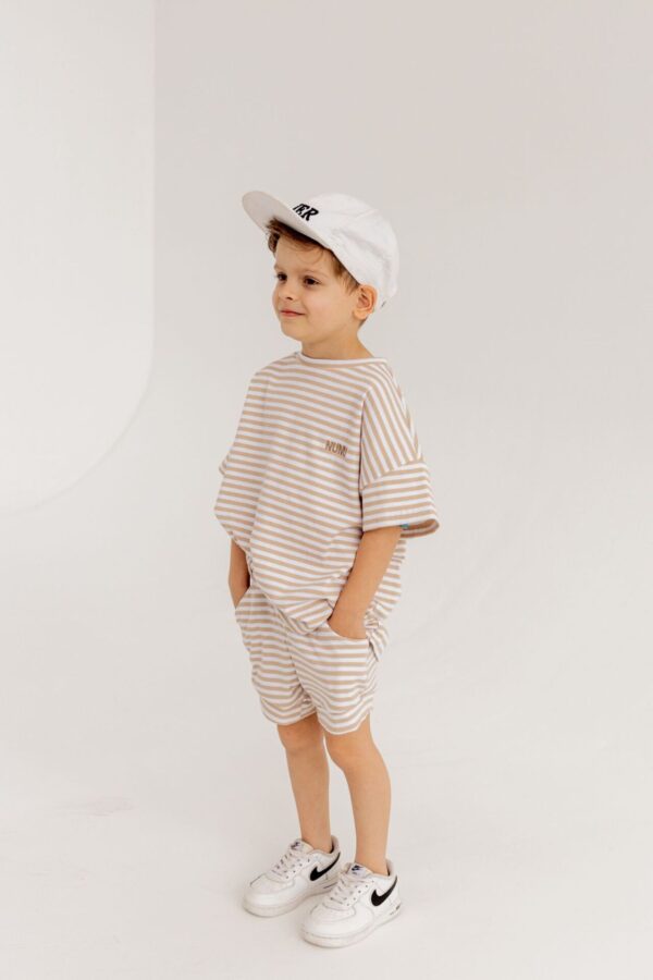 KOSZULKA DZIECIĘCA PRĄŻEK PASKI BEŻ