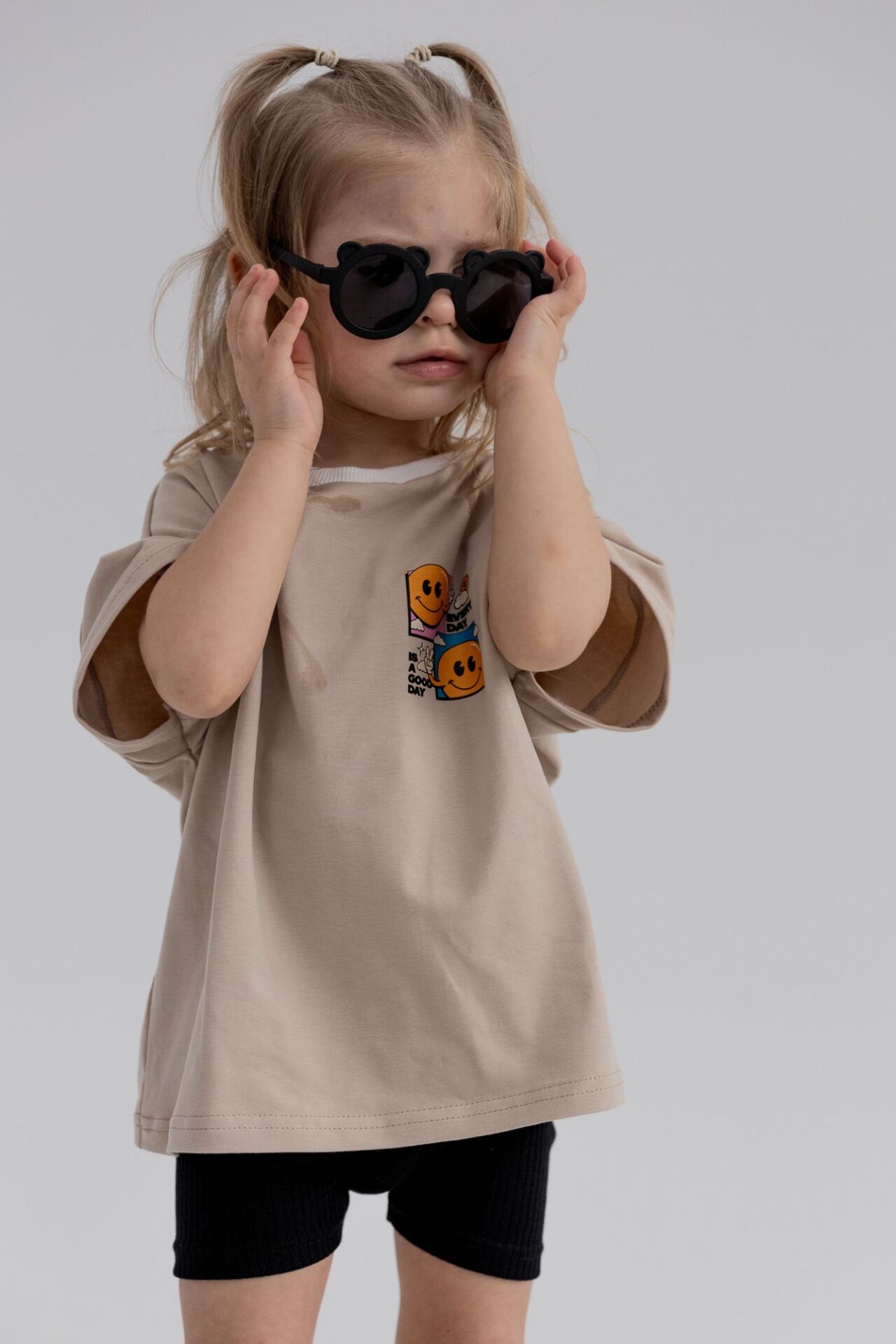 Koszulka dziecięca krótki rękaw DUO COLOR GOOD DAY beż NUNU