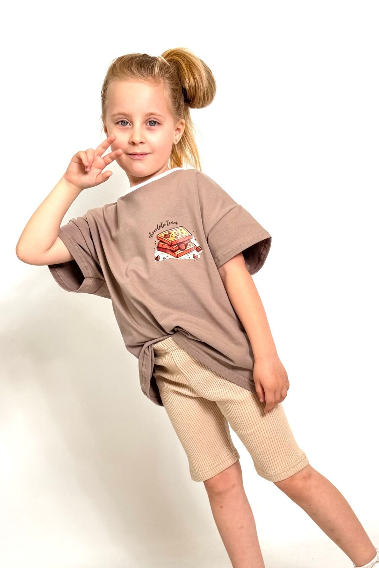 Koszulka dziecięca krótki rękaw DUO COLOR CHOCOLATE latte NUNU