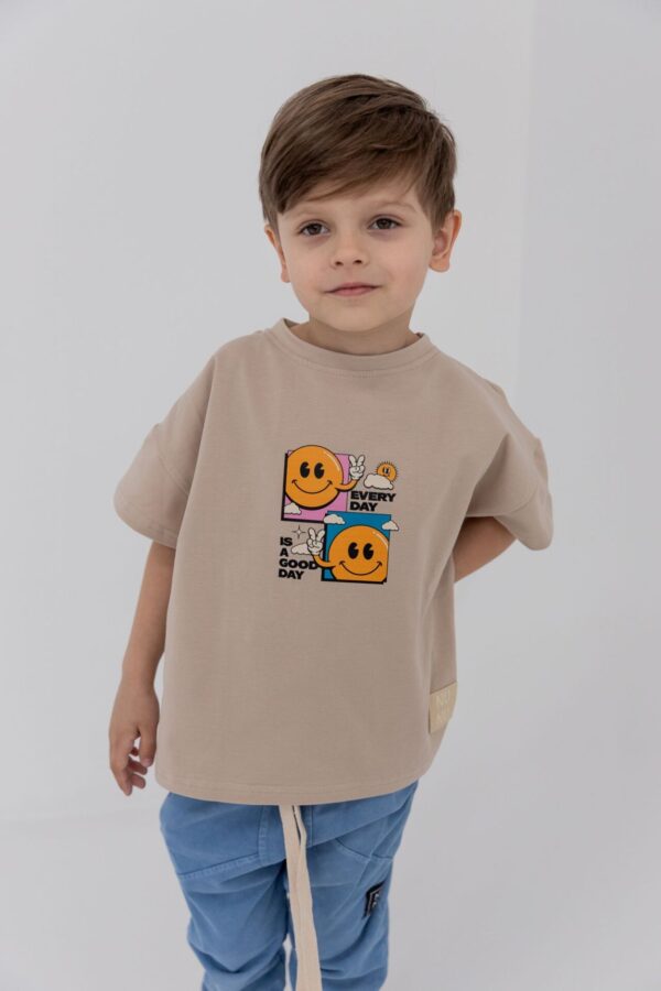 KOSZULKA DZIECIĘCA EMOTIKON BEŻOWA
