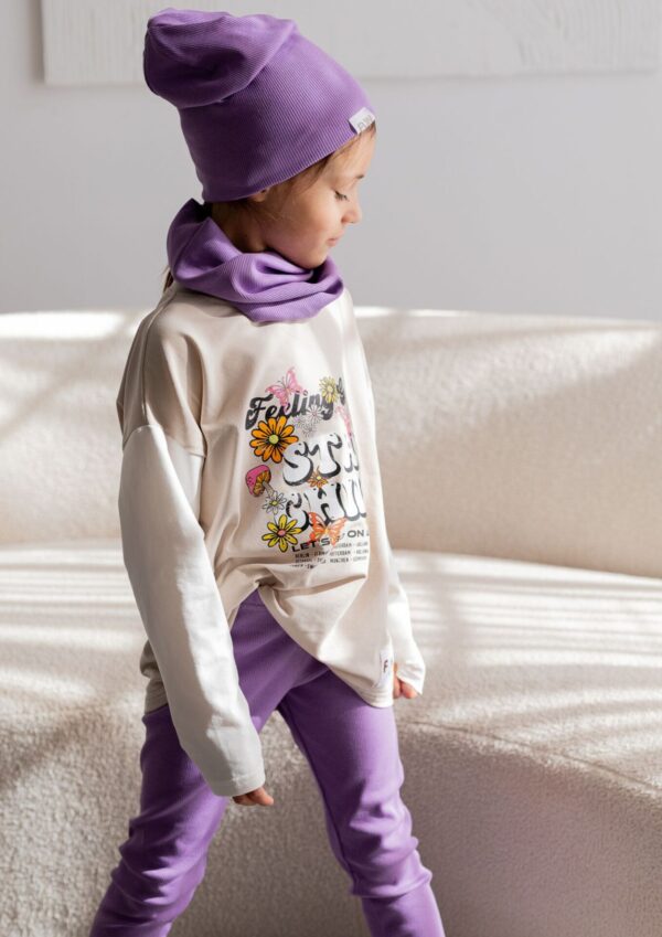 Koszulka dziecięca długi rękaw stay chill beige-ecru FUN KIDS