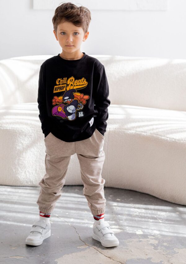Koszulka dziecięca długi rękaw hip hop black FUN KIDS
