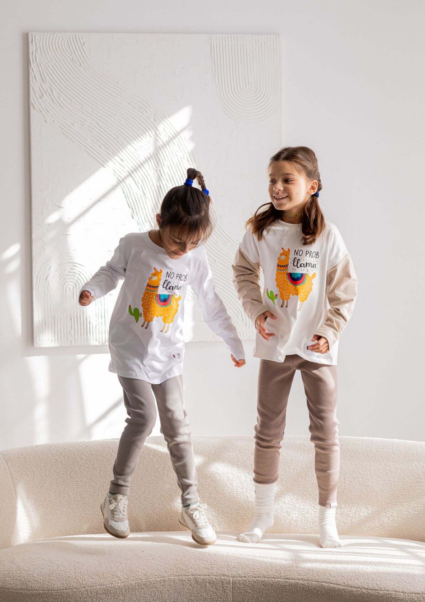 Koszulka dziecięca długi rękaw lama white FUN KIDS - obrazek 3