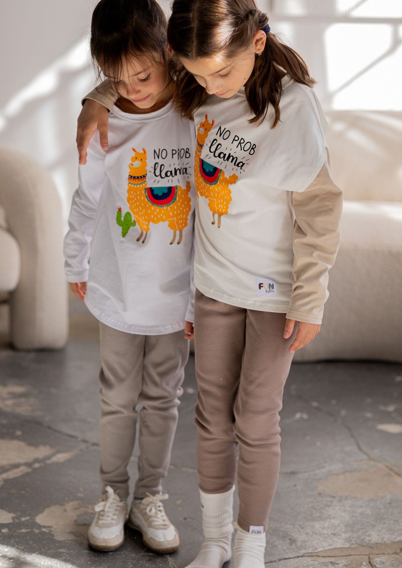 Koszulka dziecięca długi rękaw lama white FUN KIDS - obrazek 4