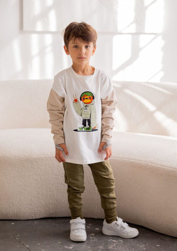 Spodnie dziecięce z kieszeniami khaki FUN KIDS