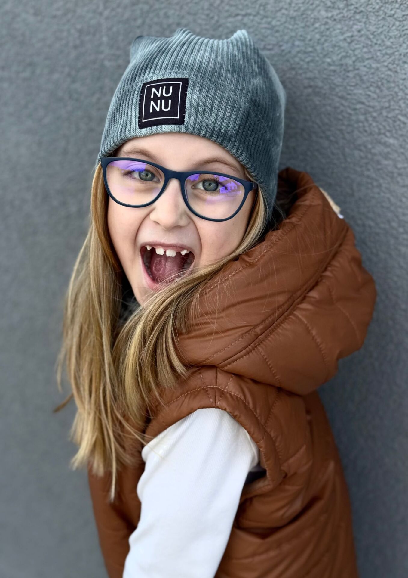 Czapka z kominem dziecięca prążek sweterek TIE DYE sea green NUNU