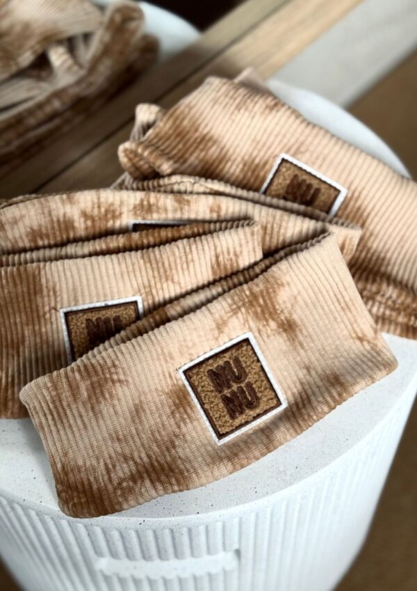 Opaska dziecięca prążek TIE DYE beige