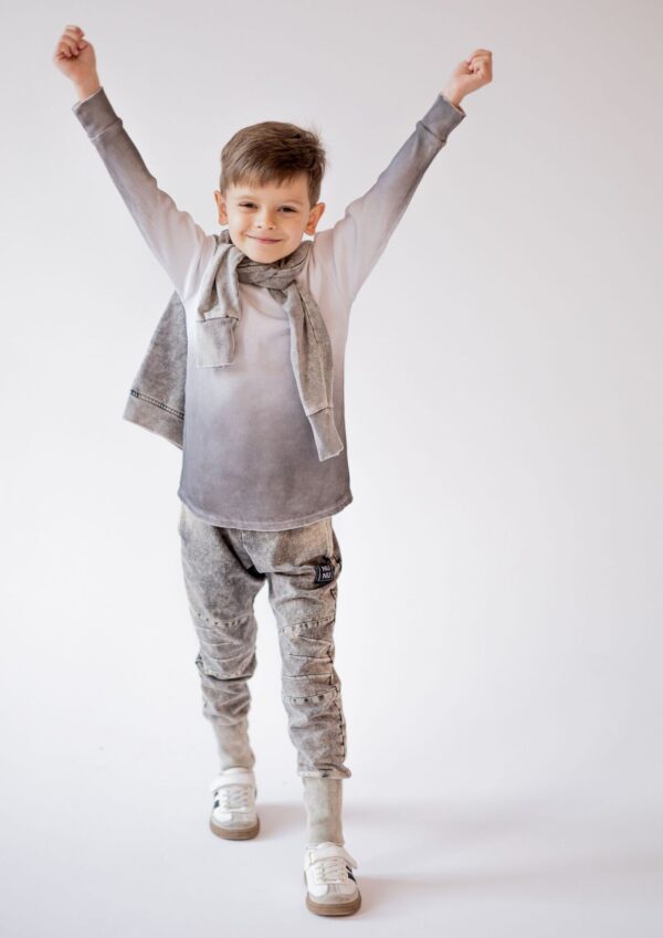 Koszulka dziecięca długi rękaw PRĄŻEK OMBRE grey