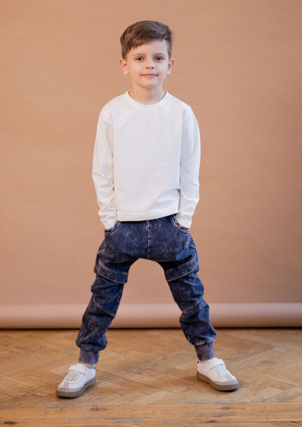 Spodnie dziecięce ZAKŁADKA navy blue washed