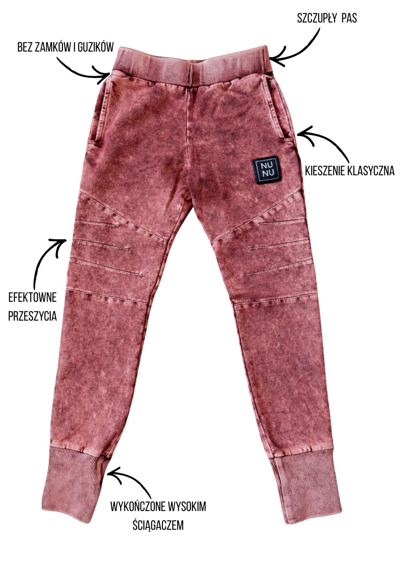 Spodnie dziecięce JOGGERY vintage koral NUNU