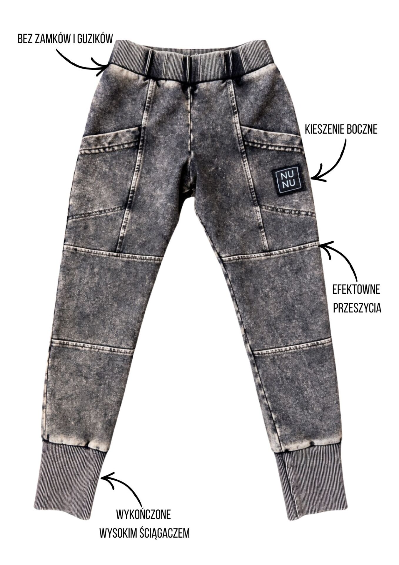 Spodnie dziecięce JOGGERY z kieszeniami black NUNU