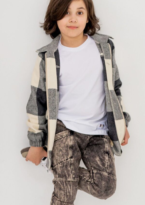 Koszula dziecięca KRATA grafit