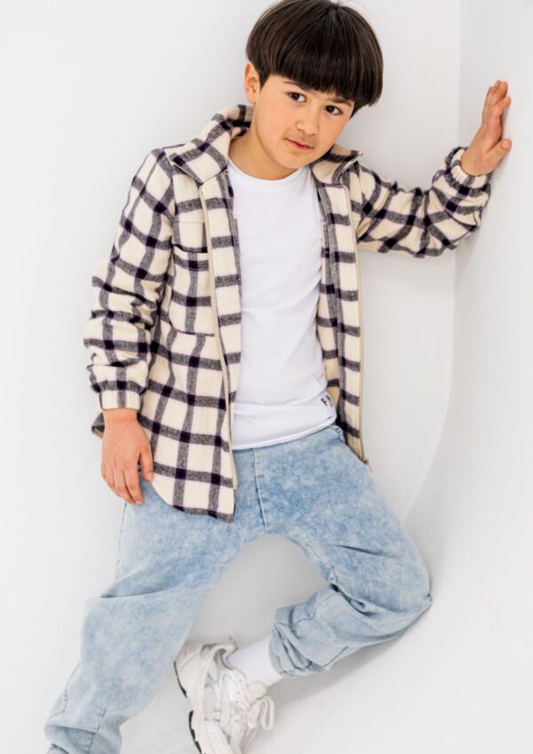 Koszula dziecięca KRATA śliwka