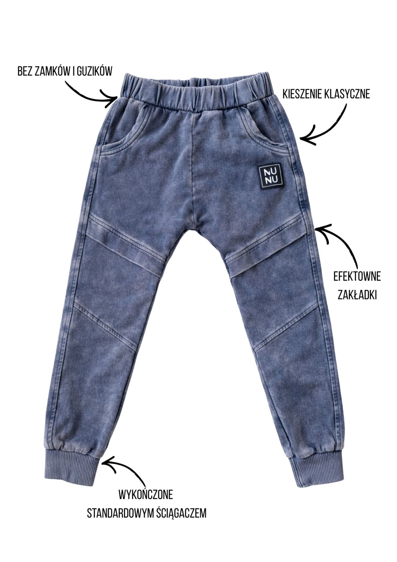 Spodnie dziecięce ZAKŁADKA blue washed NUNU