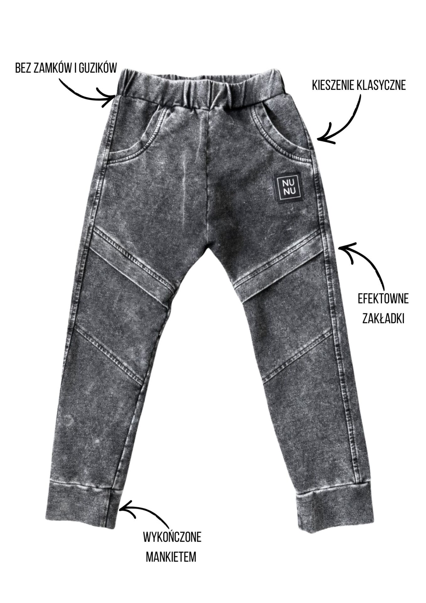 Spodnie dziecięce ZAKŁADKA black NUNU