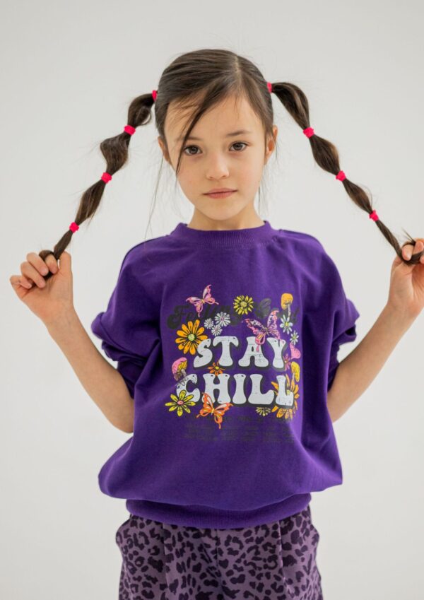 Bluza dziecięca OVER STAY CHILL fiolet FUN KIDS
