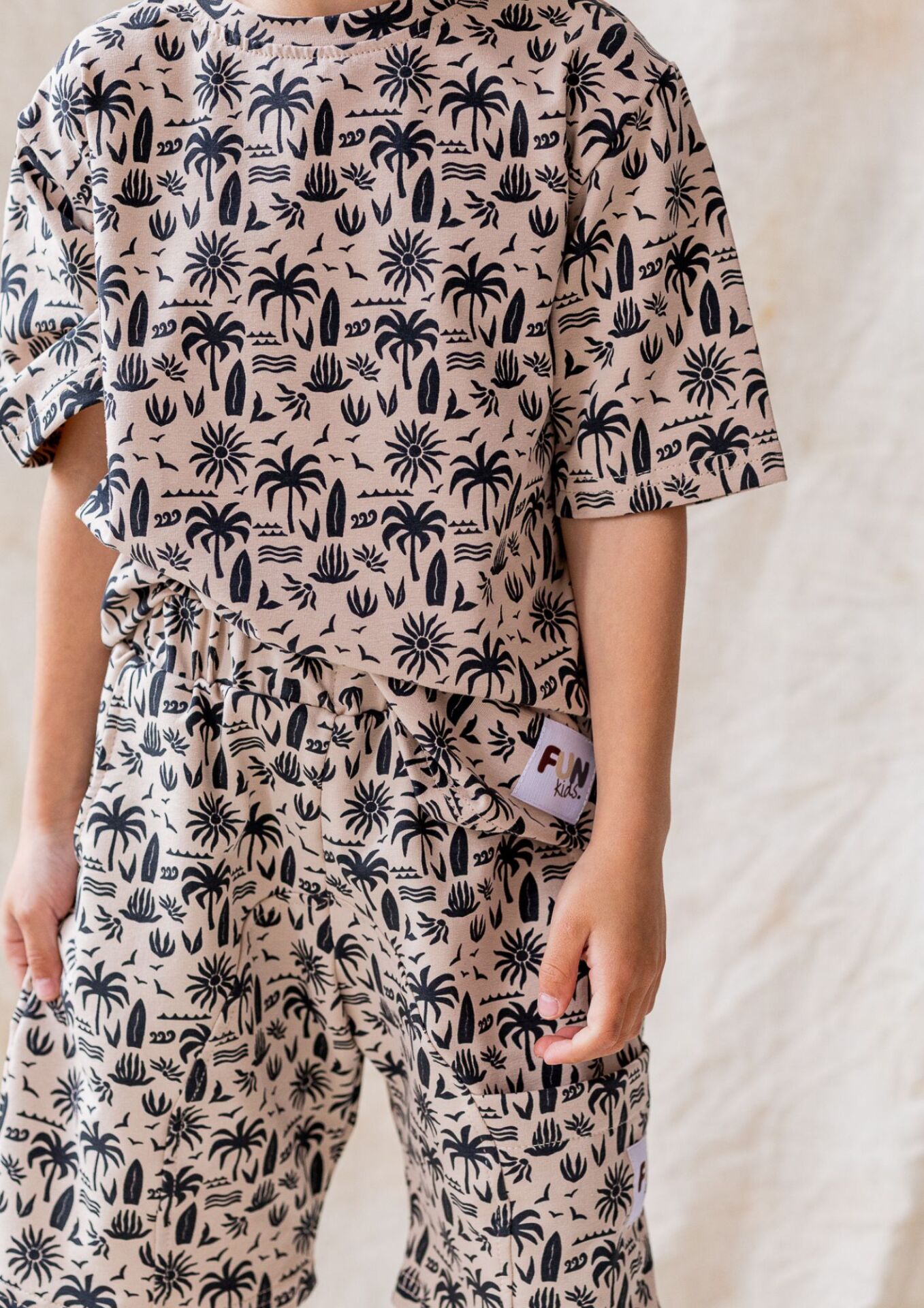 Koszulka dziecięca krótki rękaw PALM beige FUN KIDS - obrazek 4