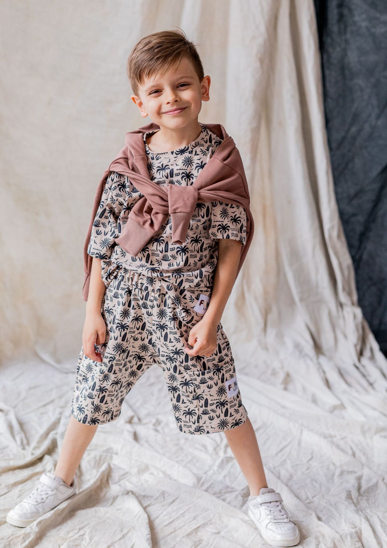 Koszulka dziecięca krótki rękaw PALM beige FUN KIDS - obrazek 5