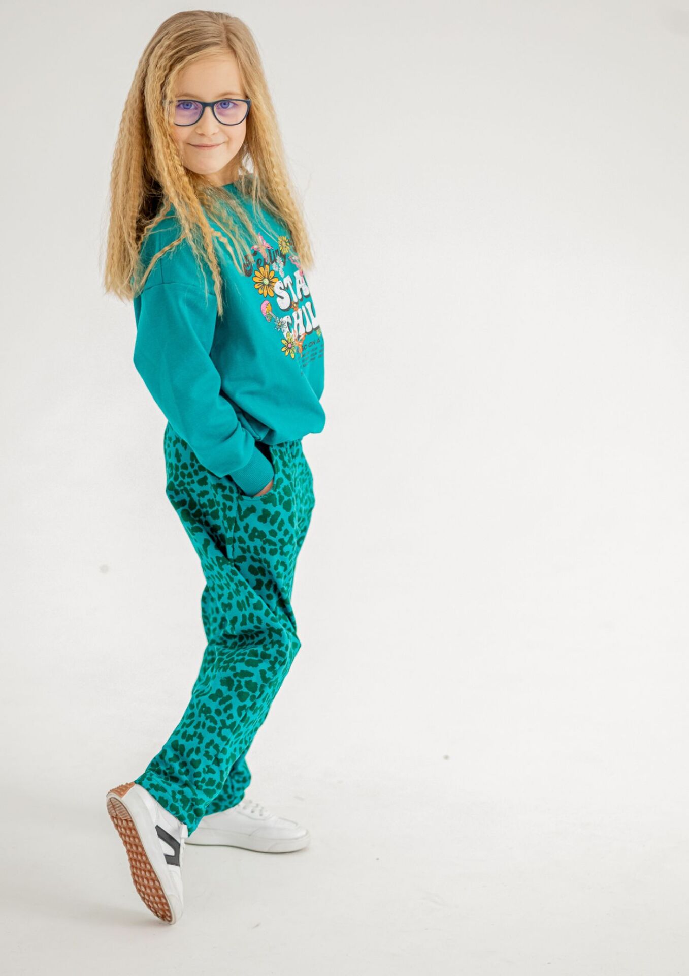 Spodnie dziecięce BOYFRIEND PANTERKA turkus FUN KIDS - obrazek 3