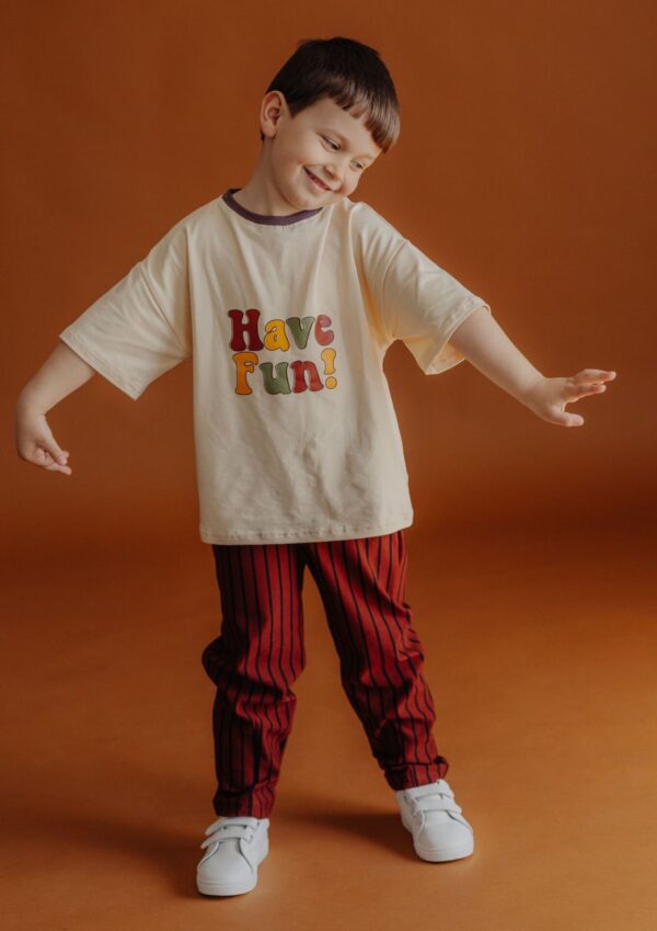 Spodnie dziecięce BOYFRIEND PASKI brown FUN KIDS