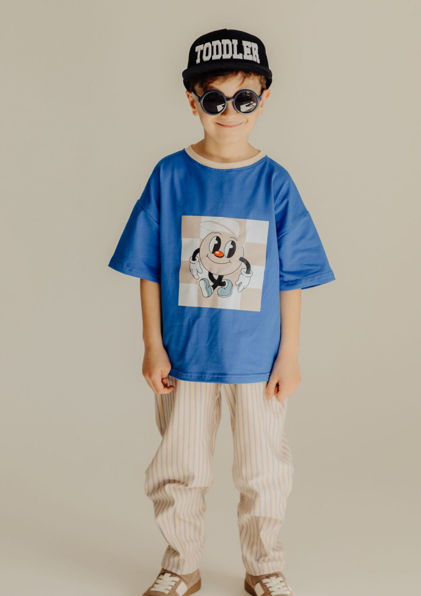 Spodnie dziecięce BOYFRIEND PASKI baby blue FUN KIDS - obrazek 3