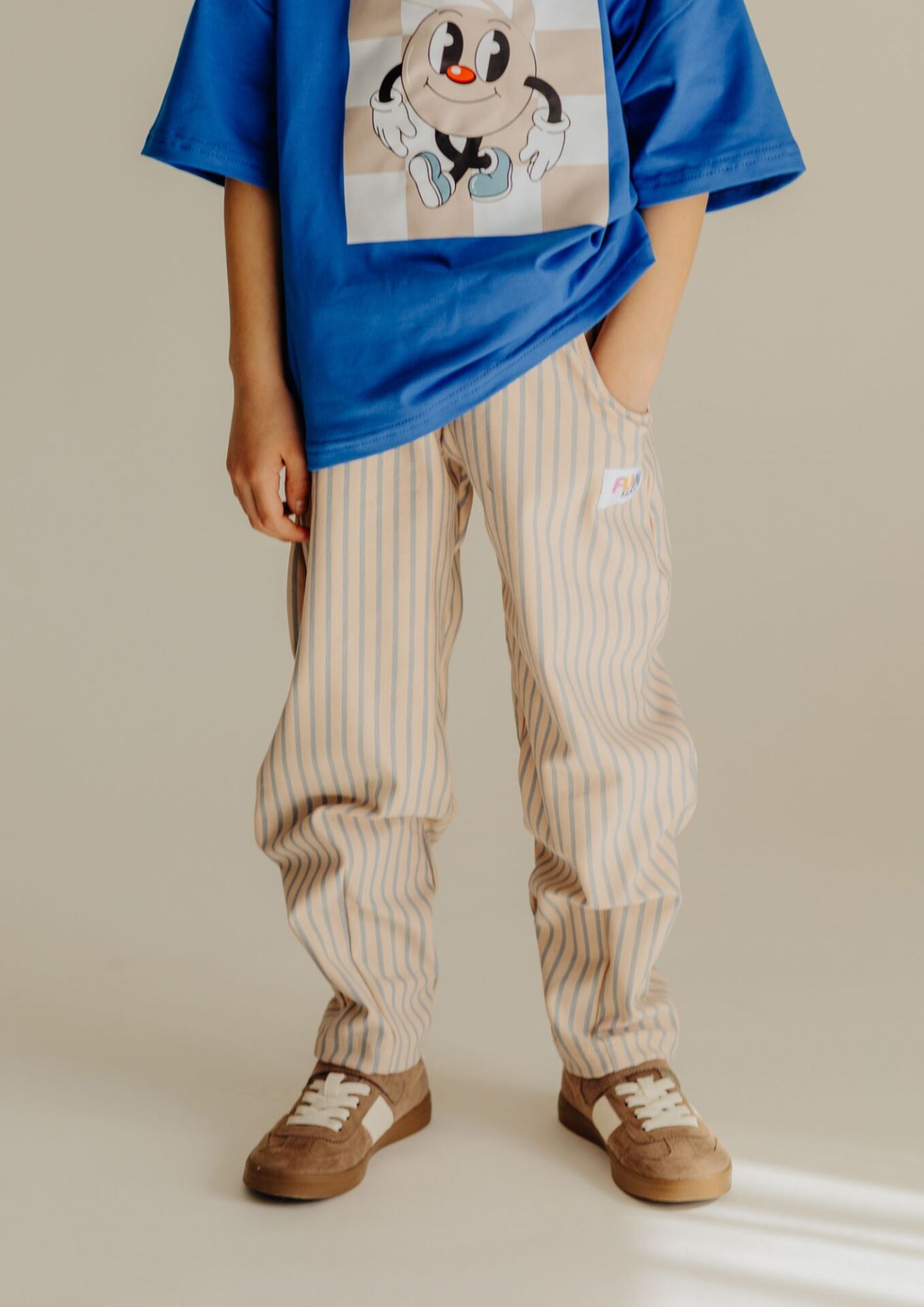 Spodnie dziecięce BOYFRIEND PASKI baby blue FUN KIDS - obrazek 5