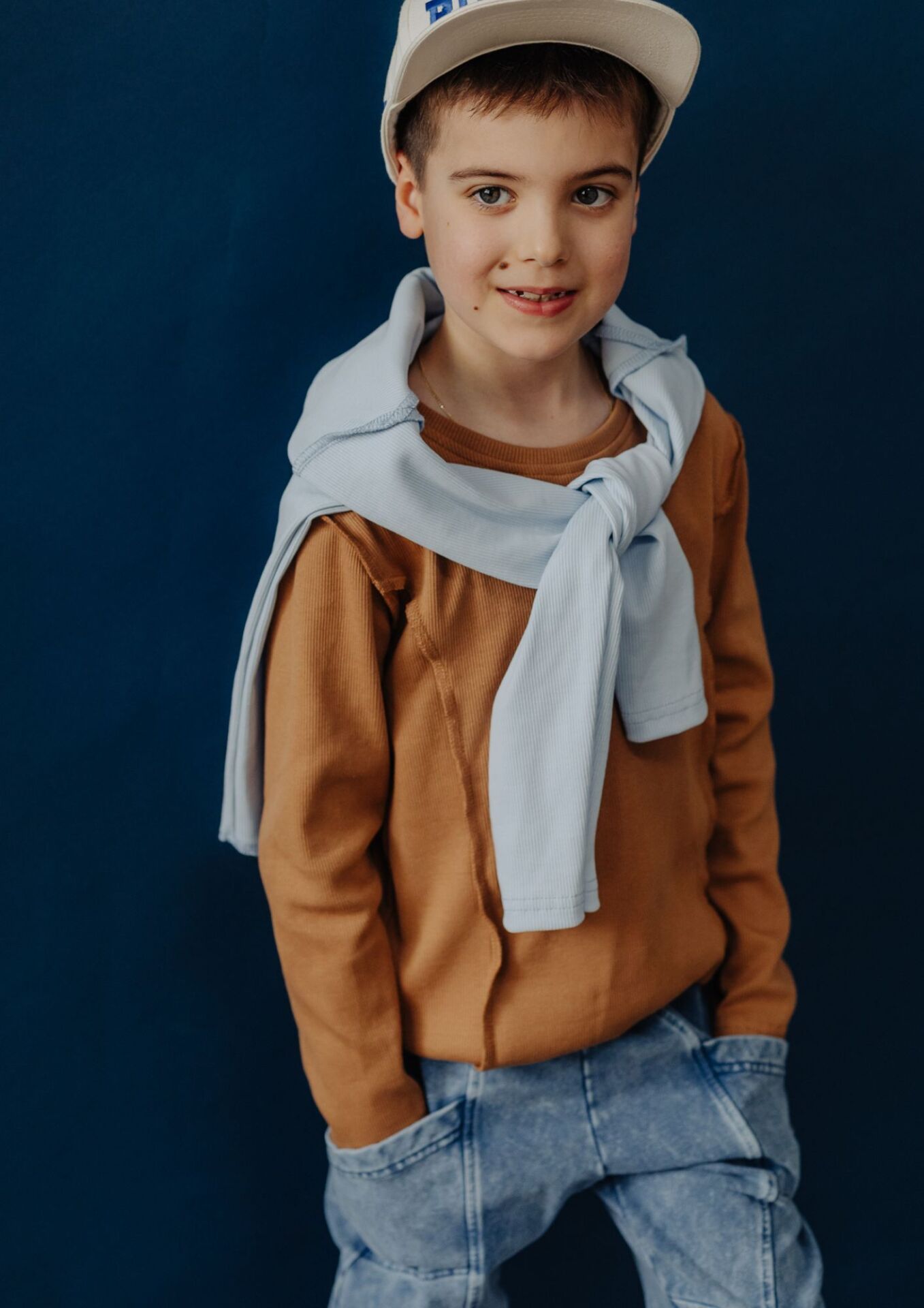 Koszulka dziecięca długi rękaw PRĄŻEK beige - obrazek 3