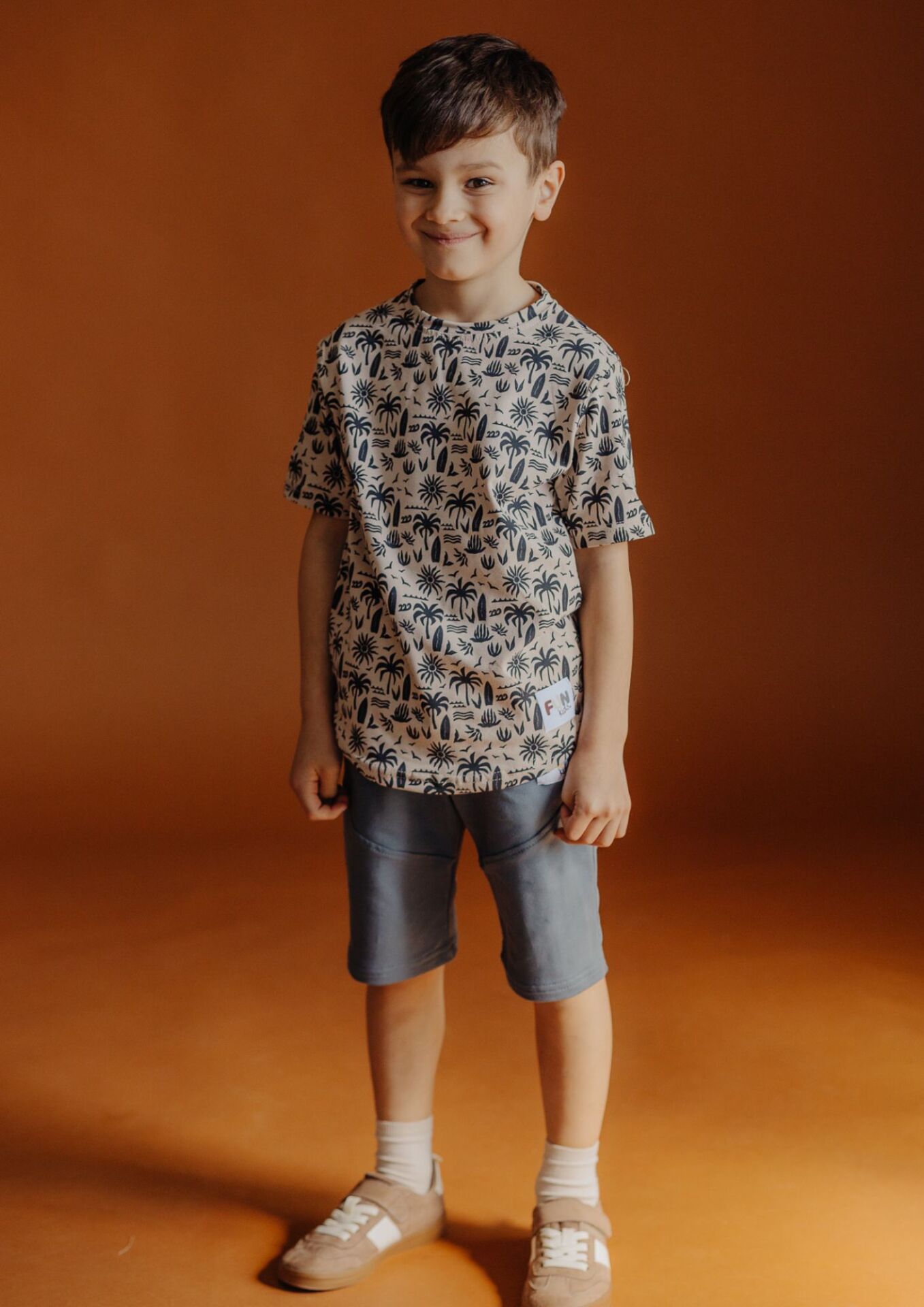 Koszulka dziecięca krótki rękaw PALM beige FUN KIDS