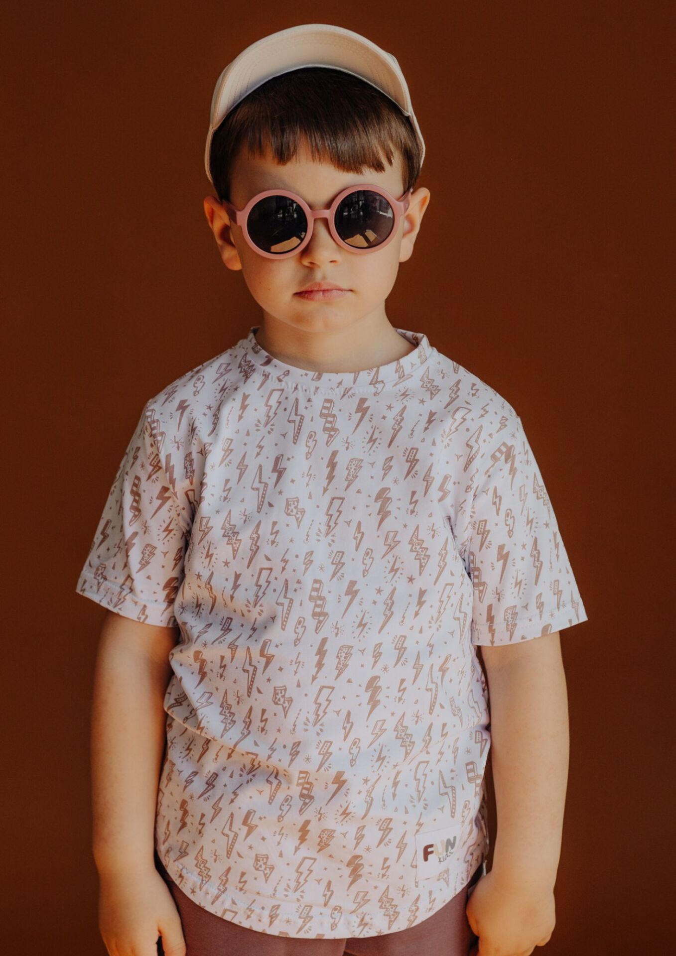 Szorty dziecięce BASIC coffe FUN KIDS Koszulka dziecięca krótki rękaw STORM CAMEL white FUN KIDS